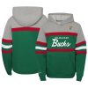 Mitchell & Ness Milwaukee Bucks Youth Green/Heather Gray Hardwood Classics Head Terrific Coach Pullover Hoodie Be a part of the action! Get this game - ready jersey.