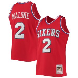 Mitchell & Ness Moses Malone Philadelphia 76ers Red 1982/83 Hardwood Classics NBA 75th Anniversary Diamond Dashing Swingman Jersey Sports fans