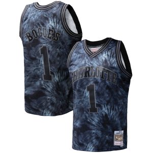 Mitchell & Ness Muggsy Bogues Impressive Charlotte Hornets Black Hardwood Classics 1992/93 Tie Dye Swingman Jersey Collector's item! A rare addition to any collection.