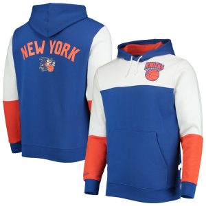 Mitchell & Ness New York Knicks Royal Hardwood Classics Fusion 2.0 Colorblock Pullover Charming Hoodie Exclusive design! Own a jersey like no other.