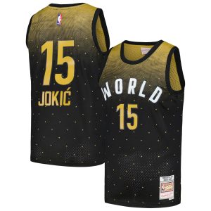 Mitchell & Ness Stunning Nikola Jokic 2016 NBA Rising Stars Challenge Black Hardwood Classics Swingman Jersey Sports fans