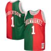 Mitchell & Ness Gorgeous Oscar Robertson Milwaukee Bucks Green/Red Hardwood Classics 1971/72 Split Swingman Jersey High - demand item! Order this sought - after jersey immediately.