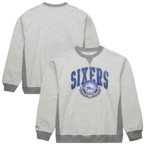 Mitchell & Ness Exquisite Philadelphia 76ers Heather Gray Vintage Logo Pullover Sweatshirt High - demand item! Order this sought - after jersey immediately.