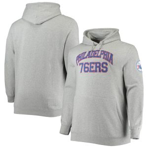 Mitchell & Ness Notable Philadelphia 76ers Heathered Gray Hardwood Classics Big & Tall Throwback Pullover Hoodie Sports fans
