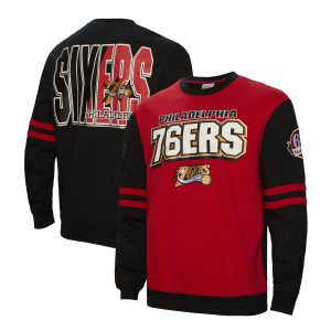 Mitchell & Ness Philadelphia 76ers Red All Over Elegant Pullover Sweatshirt High - demand item! Order this sought - after jersey immediately.