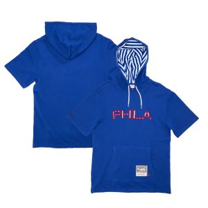 Mitchell & Ness Philadelphia 76ers Royal Hardwood Classics Striped Logo Stylish Short Sleeve Pullover Hoodie Be the first! Order this trendy jersey ahead of the crowd.
