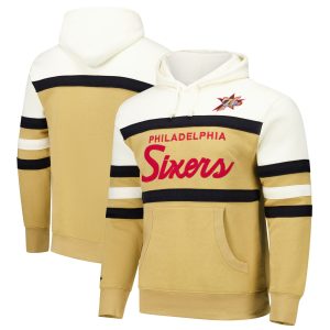 Mitchell & Ness Refined Philadelphia 76ers Tan/Cream Hardwood Classics Vintage Logo Head Coach Pullover Hoodie Celebrate your team! Order this commemorative jersey.