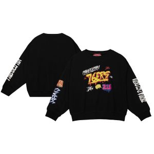 Mitchell & Ness Philadelphia 76ers Women's Black Slap Sticker Lightweight Pullover Sweatshirt Prime Collector's item! A rare addition to any collection.