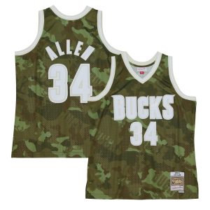 Mitchell & Sophisticated Ness Ray Allen Milwaukee Bucks Camo Hardwood Classics 2000/01 Ghost Green Swingman Jersey Designed for performance! Get this functional jersey.