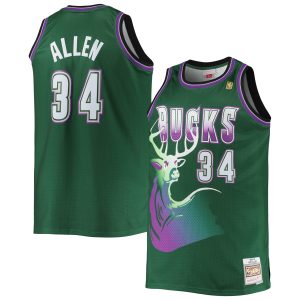 Mitchell & Ness Ray Allen Milwaukee Bucks Hunter Green Big & Tall 1996/97 Hardwood Classics Swingman Alluring Jersey Customizable! Personalize this great jersey.