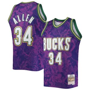 Mitchell & Ness High - quality Ray Allen Milwaukee Bucks Purple Hardwood Classics 2000/01 Lunar New Year Swingman Jersey Collectors