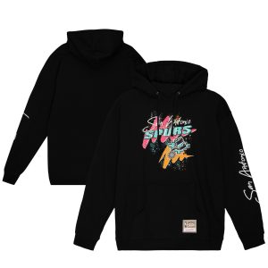 Mitchell & Ness Admirable San Antonio Spurs Black Hardwood Classics Hyper Hoops Fiesta Pullover Hoodie Sports fans