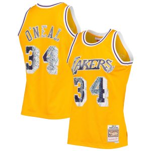 Mitchell & Classy Ness Shaquille O'Neal Los Angeles Lakers Gold 1996 97 Hardwood Classics NBA 75th Anniversary Diamond Swingman Jersey Flash sale! Snag this great jersey at a discounted price.
