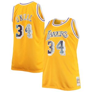 Mitchell & Striking Ness Shaquille O'Neal Los Angeles Lakers Gold Big & Tall 1996 97 NBA 75th Anniversary Diamond Swingman Jersey Unbeatable style! Get this stylish jersey now.
