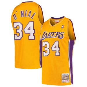 Mitchell & Ness Shaquille Premium - grade O'Neal Los Angeles Lakers Gold Hardwood Classics Swingman Jersey Join the elite! Get this exclusive jersey.