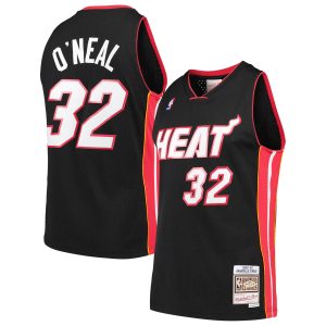 Mitchell Remarkable & Ness Shaquille O'Neal Miami Heat Black Hardwood Classics Swingman Jersey Authentic look! Wear this genuine jersey.