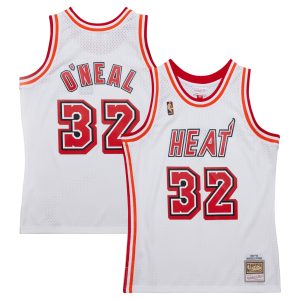 Mitchell & Ness Shaquille O'Neal Miami Heat White 2007/08 Premium - grade Hardwood Classics Swingman Jersey Customizable! Personalize this great jersey.