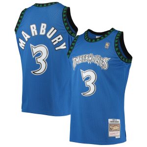 Mitchell & Ness Stephon Marbury Minnesota Exceptional Timberwolves Blue 1996/97 Hardwood Classics Swingman Jersey Authentic look! Wear this genuine jersey.