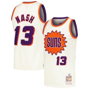 Mitchell & Ness Steve Nash Phoenix Premium - grade Suns Cream Chainstitch Swingman Jersey Be a part of the action! Get this game - ready jersey.