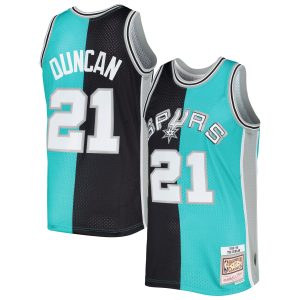 Mitchell Dashing & Ness Tim Duncan San Antonio Spurs Black/Teal Hardwood Classics 1998/99 Split Swingman Jersey Team spirit! Show it off with this awesome jersey.