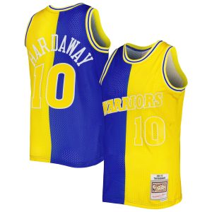 Mitchell & Ness Tim Hardaway Captivating Golden State Warriors Royal/Gold Hardwood Classics 1990/91 Split Swingman Jersey Collectors