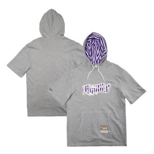 Mitchell & Ness Toronto Raptors Exquisite Heather Gray Striped Logo Short Sleeve Pullover Hoodie Join the elite! Get this exclusive jersey.