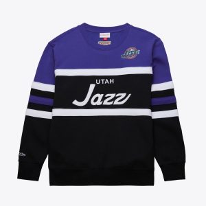 Mitchell & Ness Utah Jazz Black/Purple Hardwood Classics Vintage Logo Head High - quality Coach Pullover Sweatshirt Be a part of the action! Get this game - ready jersey.
