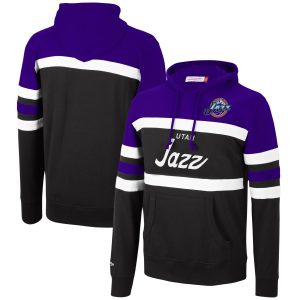 Mitchell & Ness Utah Jazz Purple/Black Head Coach Pullover Notable Hoodie Unbeatable style! Get this stylish jersey now.