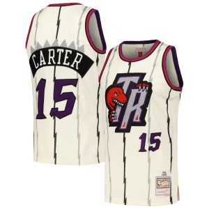 Mitchell & Ness Vince Carter Toronto Dashing Raptors Cream Chainstitch Swingman Jersey Customizable! Personalize this great jersey.