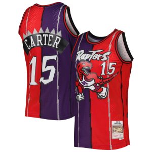 Mitchell & Ness Vince Carter Toronto Raptors Purple/Red Enchanting Hardwood Classics 1998/99 Split Swingman Jersey Sports fans