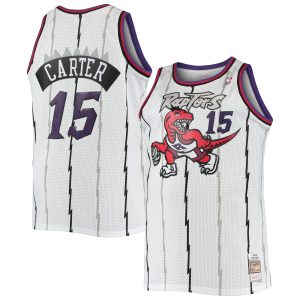 Mitchell & Ness Vince Carter Toronto Raptors Amazing White 1998/99 Big & Tall Hardwood Classics Swingman Jersey Customizable! Personalize this great jersey.