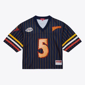 Mitchell & Ness x DANNIJO Baron Davis Golden State Warriors Women's Navy Cropped Football Fashion Jersey Striking Proven quality! Invest in this reliable jersey.