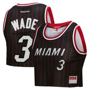Mitchell & Ness x DANNIJO Dwyane Wade Miami Heat Women's Glamorous Black Fashion Cropped Basketball Jersey Proven quality! Invest in this reliable jersey.