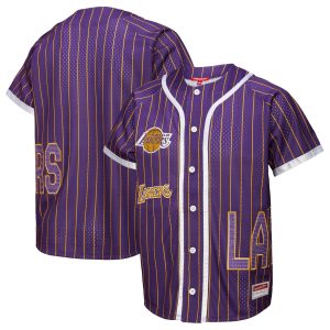 Mitchell & Ness x DANNIJO Los Angeles Lakers Women's Purple Fashion Baseball Jersey Remarkable New arrival! Check out this fresh and exciting jersey.