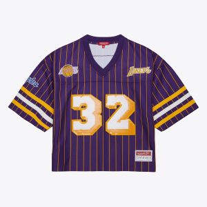 Mitchell & Ness x DANNIJO Magic Johnson Los Angeles Lakers Women's Remarkable Purple Cropped Football Fashion Jersey Designed for performance! Get this functional jersey.