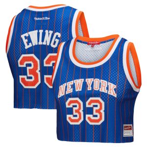 Mitchell & Ness x DANNIJO Patrick Ewing New York Knicks Women's Royal Fashion Delightful Cropped Basketball Jersey Show your dedication! Own this special jersey for your team.