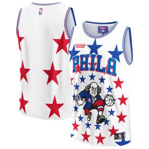 NBA & KidSuper Studios by Fanatics Gorgeous Philadelphia 76ers Unisex White Hometown Jersey Upgrade your fan gear! Order this premium jersey today.