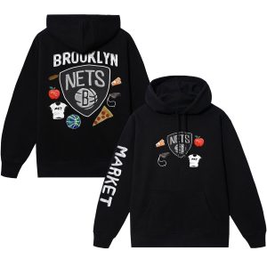 NBA x MARKET Brooklyn Nets Unisex Black Claymation Pullover Hoodie Phenomenal Collectors