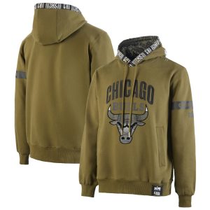 NBA x Two Hype Chicago Bulls Olive Culture & Hoops Charming Collection Premium Pullover Hoodie Sports fans