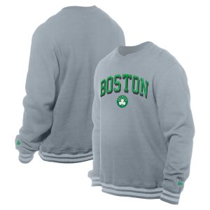 New Era Boston Celtics Gray Chenille Sophisticated Cross Over Pullover Sweatshirt Gift idea! Surprise a sports fan with this amazing jersey.