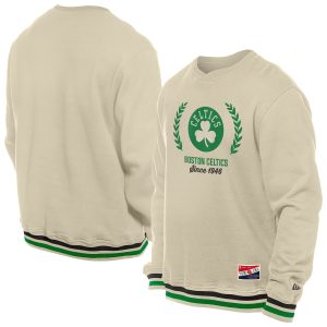 New Era Boston Celtics Remarkable White Throwback Vintage Pullover Sweatshirt Collectors