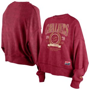 New Era Cleveland Cavaliers Women's Wine Throwback Vintage Enzyme Wash Oversized Boxy Striking Pullover Sweatshirt Limited edition! Don't miss your chance to own this unique jersey.