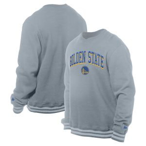 New Era Fabulous Golden State Warriors Gray Chenille Cross Over Pullover Sweatshirt Sports enthusiasts