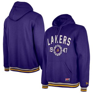 New Era Los Angeles Lakers Purple Prime Throwback Vintage Pullover Hoodie Sports fans