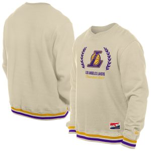 New Era Los Angeles Stylish Lakers White Throwback Vintage Pullover Sweatshirt Collector's item! A rare addition to any collection.