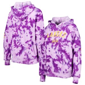 New Era Los Angeles Fantastic Lakers Women's Purple Brushed Cotton Tie Dye Pullover Hoodie Gift idea! Surprise a sports fan with this amazing jersey.