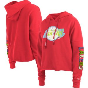 New Era Los Angeles Lakers Women's Red Magnificent Color Pack Cropped Top Pullover Hoodie Stand out from the crowd! Wear this eye - catching jersey.