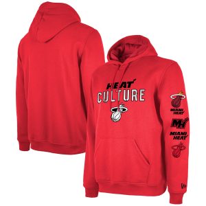 New Era Miami Heat Red Tall 2023/24 City Edition Distinguished Jersey Pullover Hoodie Show your dedication! Own this special jersey for your team.