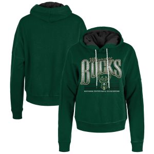 New Era Milwaukee Bucks Alluring Women's Hunter Green Boxy Pullover Hoodie Don't be left out! Get this stylish jersey and show your team pride.