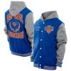 New Era New York Knicks Blue Throwback Prep Chenille Elegant Full Snap Hooded Varsity Jacket Unbeatable style! Get this stylish jersey now.